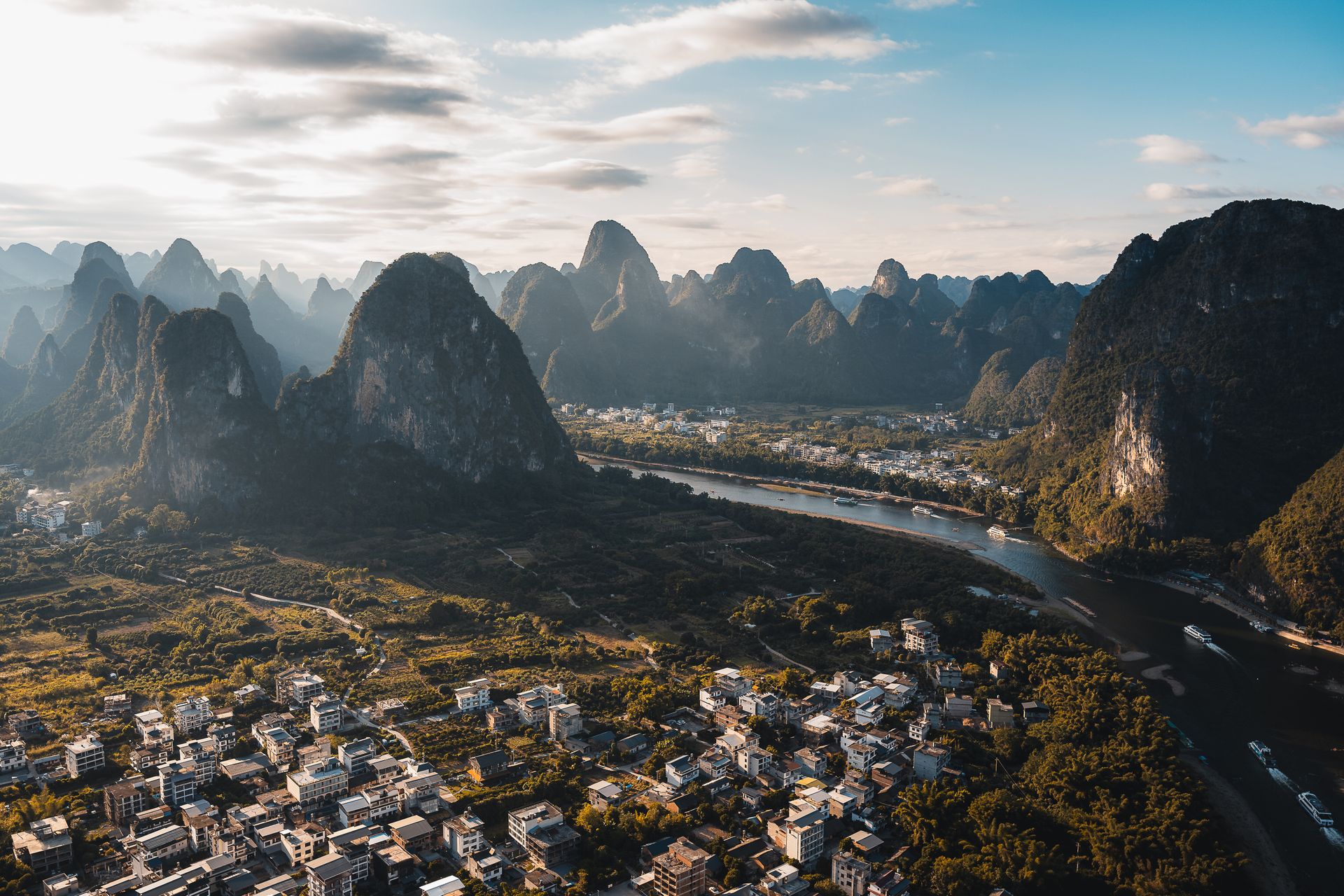 Karst mountains and countryside in Guilin, China